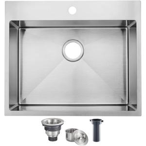 SHACO 22x18 Inch Drop In Bar Sink, 22 Inch Outdoor RV Laundry Utility Sink,16 Gauge Stainless Steel Single Bowl Brushed Nickel Small Kitchen Prep Sink with Strainer Drain