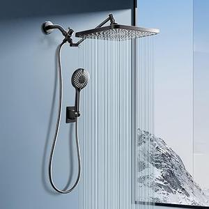 Premium 12.2" Rain Shower Head with Handheld Spray, Rainfall Shower Head with Handheld Combo, Large Rain Overhead Showerhead | 4 Water Spray Handheld Modes | Anti-Clog Nozzles | Air-in Tech