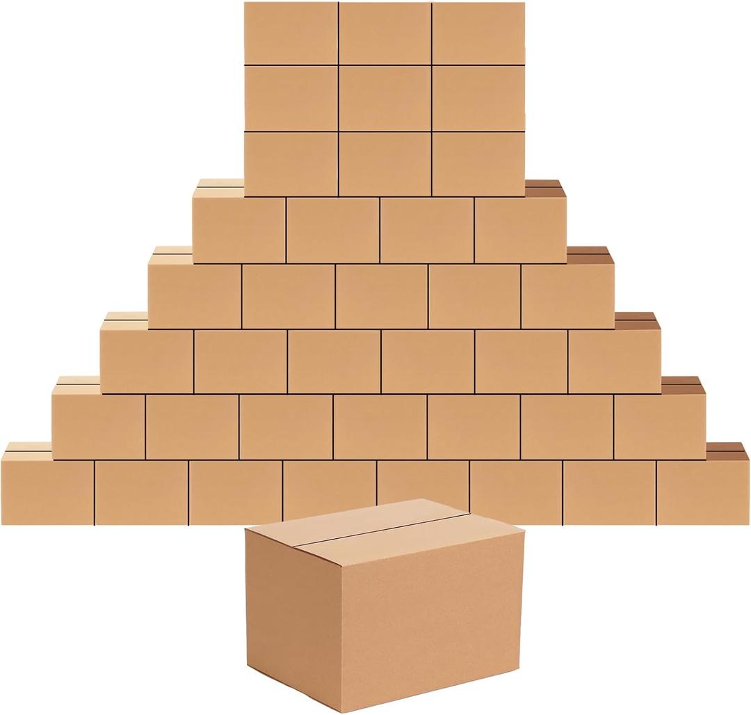 Edenseelake 40 Pack 8x6x6 inches Shipping Boxes Corrugated Cardboard Boxes for Packing, Moving, Mailing, Brown