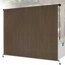 8'W x 8'H Mocha Patio Shades Roll up Outdoor Roller Shade Crank Wand Blind Cordless, 90% UV Blocking & Privacy Protection for Porch|Gazebo|Pergola|Backyard (2 Splicing Tube, 1 Fabric), 96"W x 96"H