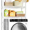 Ulif U11 Medium Over Washer and Dryer Shelves, 3 Tiers Laundry Room Storage and Organizer Standing Shelf, Metal Freestanding Clothes Drying Rack, 31.1W x 19.7D x 77.6H, White