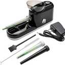 Free Boy Electric Cones Rolling Machine Automatic Cone Loader Mini Portable Pre Rolled Cones Filling Maker,1 Stirring Rod, 1 Brush(King Size, Black-Lines)