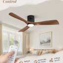 Fanbulous 52" Ceiling Fans with Lights and Remote Control,Modern Flush Mount Ceiling Fan with 3 CCT,Low Profile Ceiling Fans with 6-Speeds Reversible DC Motor for Patio Living Room Bedroom(Walnut)