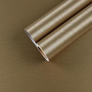 CHIHUT Stainless Steel Contact Paper for Countertop Waterproof Heat Resistant Brushed Metallic Peel and Stick Wallpaper Self Adhesive Wallpaper for Appliances Covers Dishwasher Refrigerator 17.7x100 (Dark Champagne Gold)