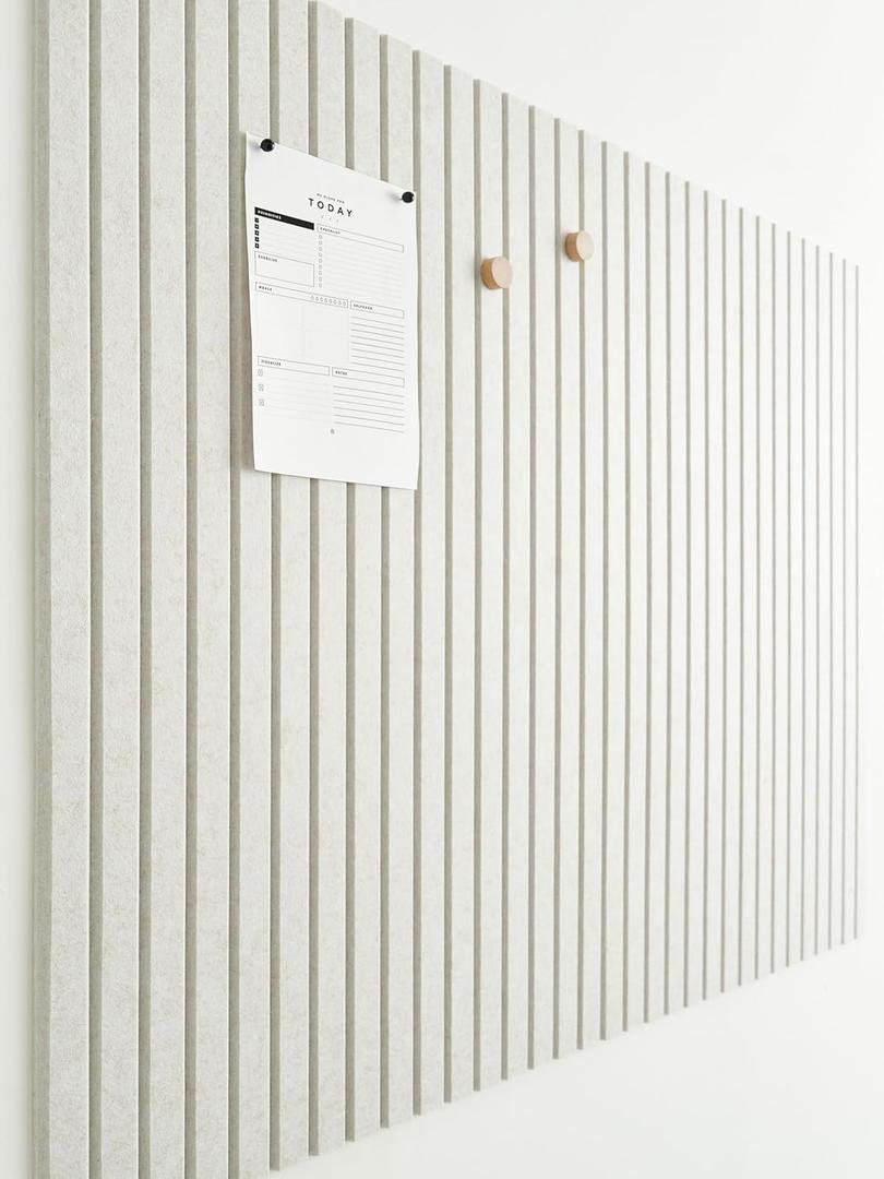 Large Cork Boards for Walls Black Felt Board Alternative - Slat Wall Paneling, Felt Bulletin Board Tiles for Office Decor, Push pin Board Office Wall Organizer -12-Pack (Ivory Tan)