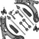 ASTARPRO 12pcs Suspension Kit Front Lower Control Arms and Ball Joints/Tie Rod End Inner and Outer with Boot/Sway Bar Links Compatible with 2002-2010 Volkswagen Beetle Golf Jetta