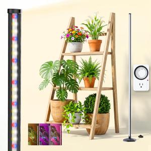 Standing Grow Light with Timer, 192 LEDs, 65 Inch Full Spectrum Vertical Plant Lamp Bar for Indoor, 3 Light Modes, 10 Level Dimmable Floor Grow Light, Mimic Sunlight to Tall Plants & Flowering 