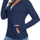 TACVASEN Women's Sun Hoodies Lightweight Jacket for Women Zip Up UPF 50+ UV Shirt Long Sleeves (X-Large, Navy)