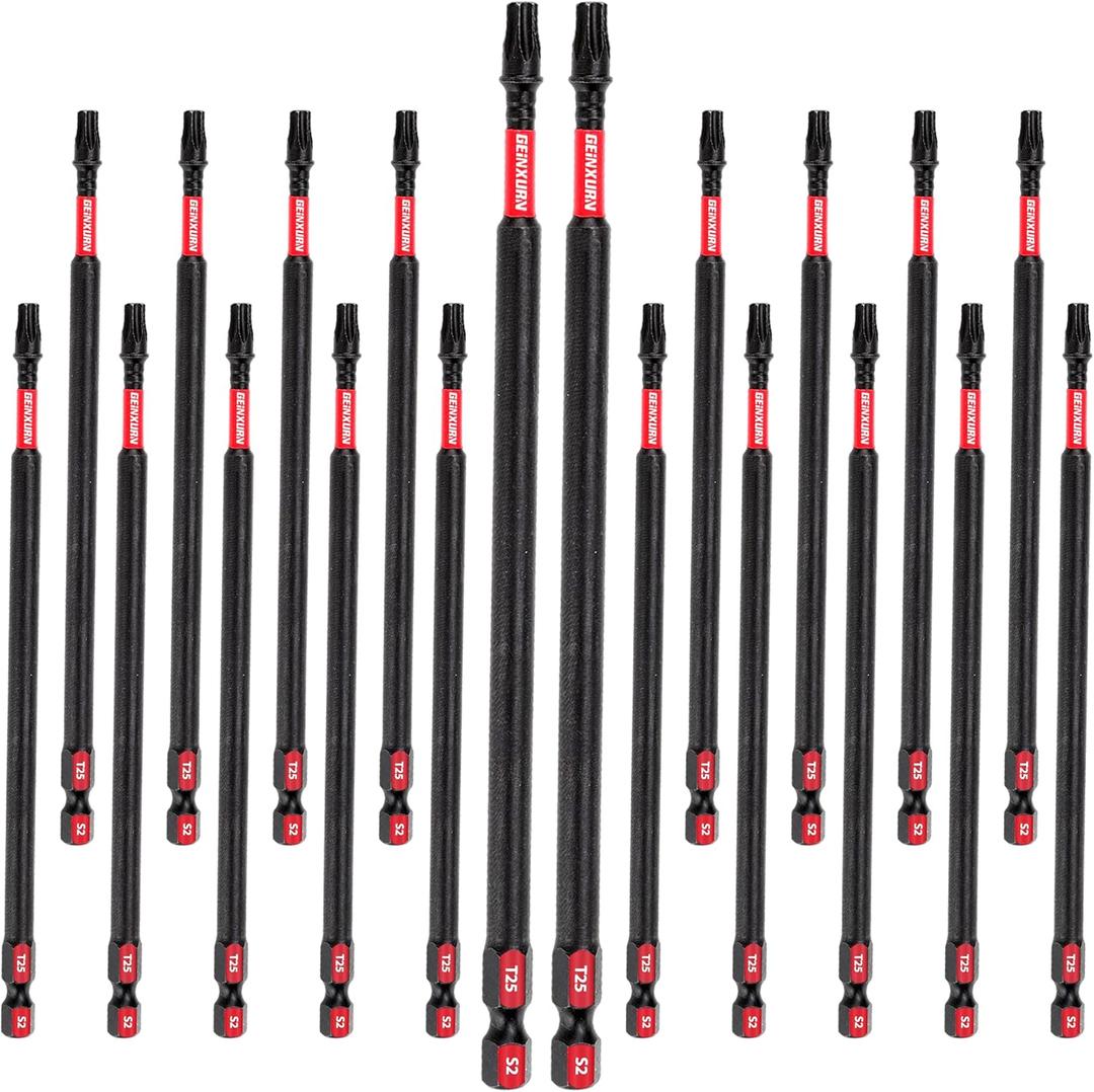 20Pack Impact Tough #25 Torx 6 in. Insert Driver Bits, Magnetic T25 Head Power Bits, S2 Alloy Steel T25 Screwdriver Bits Set Bulk