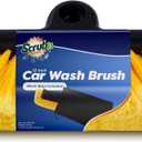SCRUBIT 12" Car Wash Brush with Soft Bristles for Car Truck Boat Deck & House Cleaning, Exterior Washing Brush Connects with Pole & Hose Storage Bag Included (Yellow)
