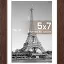 upsimples 5x7 Picture Frame, Display Pictures 4x6 with Mat or 5 x 7 Without, Wall Hanging Photo Frames, Brown, 1 Pack