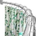 YNL Curved Shower Curtain Rod 35-82In(2.9-6.8Ft), Brushed Nickel Rounded Rustproof Shower Rod for Bathroom Bathtub, Arched Shower Rod, Never Rust|Extra Space|Non-Slip|Expandable|Need to Drill