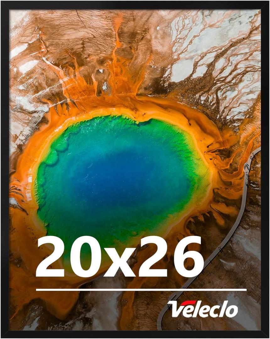 20x26 Picture Frame for Wall Display, 20x26 Black Picture Frame with Shatter Resistant Plexiglass, Stable and Sturdy 20 x 26 Poster Frame for Wall Display, Handpicked Gift Collection, 1 Pack