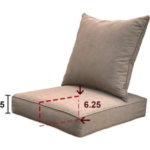 Outdoor/Indoor 24Lx24W Chair Cushion Set, All Weather Spring/Summer Deep Seat Patio Furniture Replacement Cushions Set(Back and seat) - TAN