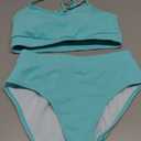 Lilosy High Waisted Tummy Control Ribbed Bikini Crop Top Brazilian Swimsuit Set 2 Piece (Small, Mint Green)