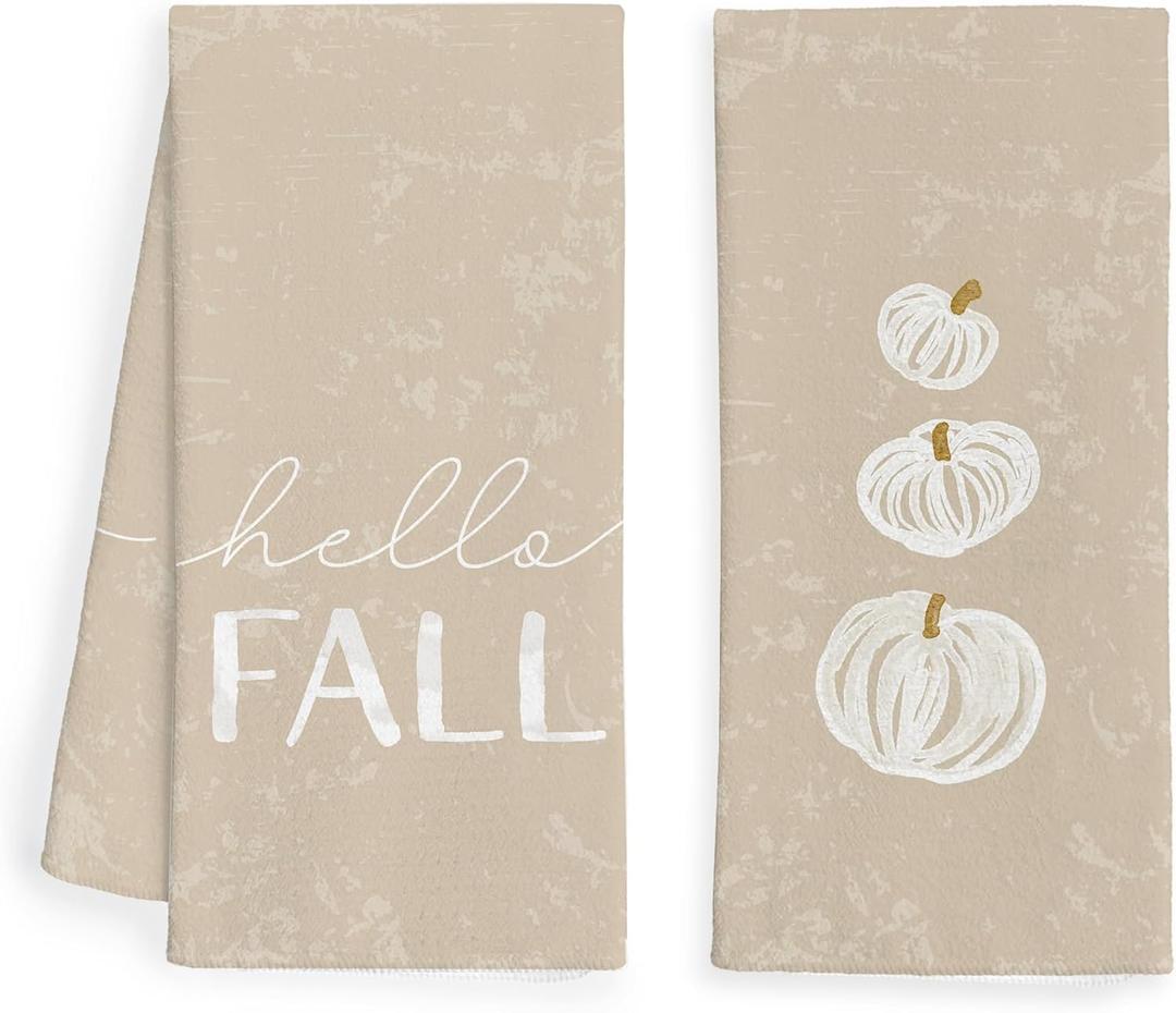 Fall Decor Decorative Towels Set of 2- Fall Towels Kitchen, Pumpkin Decor, Fall Pumpkin Decor Hand Towels, Fall Hand Towels, Autumn Decor Dish Towels, Autumn Decorations for Home, 1624 Inches