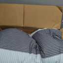 Litanika King Size Comforter Set Sage Green - 3 Pieces Lightweight Quilt Bedding Comforter Sets, Light Green White Colorblock Stripe Fluffy Bed Set, All Season Down Alternative, King, Light Green