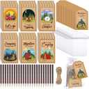 Cholemy 24 Set Camping Party Favors Camp Adventure Theme Mini Journal Bark Pencils with Labels Organza Bags for Summer Camping Day Classroom Birthday Gift Decoration