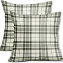 Sage Green Plaid Pillow Covers 18x18 Set of 2 Grey Cream Buffalo Plaid Tartan Print Spring Decorative Outdoor Pillowcases Farmhouse Rustic Throw Cushion Case Decor for Home Couch Sofa Bed