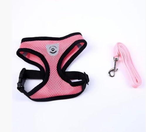 Pet Harness and Leash Set - Breathable Mesh Reflective Vest, Adjustable Lightweight Dog Harness for Small Dogs (5-15 lbs), Perfect for Safe WalkingPink, Small (S(Neck:9.44" chest:11.02"-14.96"))