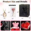 Cute Preserved Real Roses Bear Gift Box for Girlfriend with Initial Necklace S, Unique Birthday Gift for Mom, Her, Grandma, Anniversary Presents for Wife Women