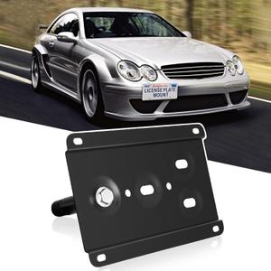 New No Drill Front Bumper Tow Hook License Plate Mount Bracket Holder Compatible with Mercedes W203 W210 W211 W219 W220 C208 C E S CLS CLK Class Front License Plate Frames Mounting Kit Car Accessories