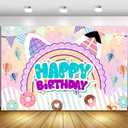 5x3ft Cute Cartoon Cat Theme Backdrop Cartoon Photography Background Kids Boys Girls Birthday Party Decorations Photo Booth Banner Props