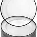 Goodluck 12 Inch Black Charger Plates, 50 Pack Clear Charger Plates with Black Trim, Disposable Plastic Dinnerware, Wedding, Party