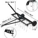 Tow Behind Aerator, 40 inch Lawn Pull Dethatcher with 20 Spring Steel Tines and Lift Handle for Outdoor Yard Care, Lawn Sweeper to Remove Thatch, Leaves and Pine Needles, Black