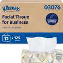 Kleenex Professional Facial Tissue, Bulk (03076), 2-Ply, White, Flat Facial Tissue Boxes for Business, Convenience Case (125 Tissues/Box, 12 Boxes/Case, 1,500 Tissues/Case) (Box Color: Cream)