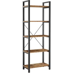 IRONCK Bookshelf 5-Tier Ladder Shelf 110 lbs or Shelf Vintage Industrial Style Bookcase for Home Decor, Office Decor
