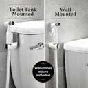 Purrfectzone Bidet Sprayer for Toilet, Bidet Sprayer for Feminine Wash, Premium Stainless Steel Jet Spray for Toilet, Wall-Mounted or Toilet Tank Mounted - White/Chrome