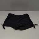 Women's V Cross High Waisted Swim Shorts Ruched Side Tie Boy Shorts Swimsuit Bottoms with Liner (Large, Black)