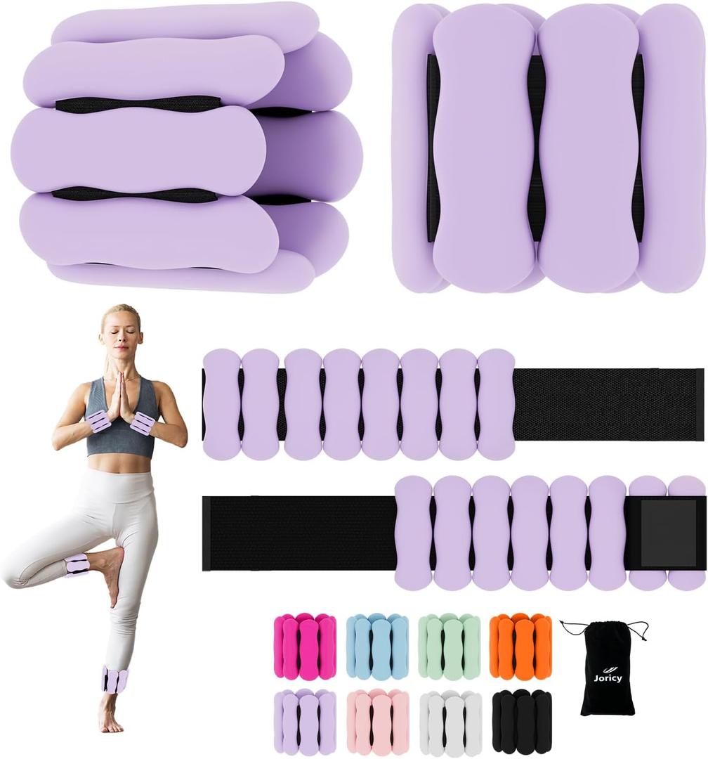 Ankle and Wrist Weights for Women & Men, Adjustable Arm & Leg Weights Set of 2 (1 lb/2 lb Each) Soft Silicone Weighted Bands Weighted Bracelet for Pilates Yoga Dance Walking Running Swimming Water Pool Home Gym Fitness Workout Jogging Gymnastics Aerobics Weight Loss