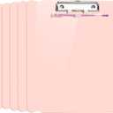 6 PCS A4 Clipboards,Plastic Clipboard with Pen Holder,Clip Boards 8.5x11 with Low Profile Clip,Cute Hanging Clipboard for School Office Supplies Clipboards for Kids,Portable Clip Board for Nurse-Pink