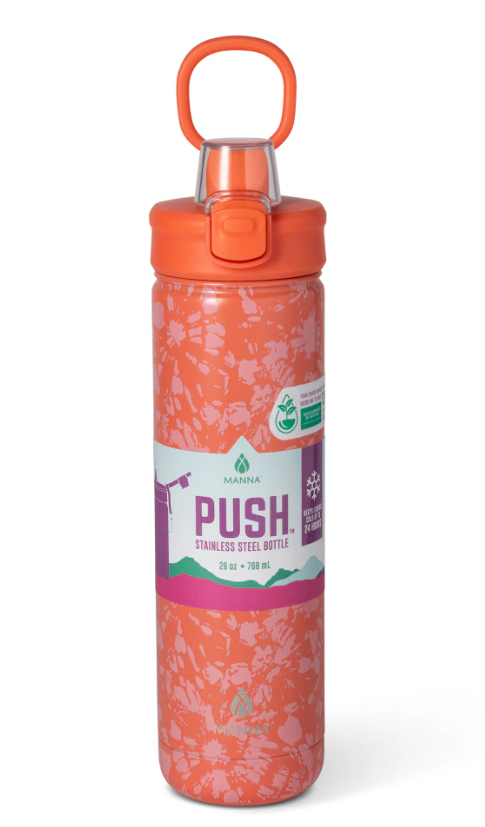 Manna™ Push™ Stainless Steel Bottle - Coral 26 ox