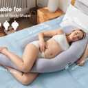 Momcozy Pregnancy Pillow with Cooling Cover, Dreamlign U Pro Maternity Pillow with Adjustable Leg Pillow - Support for Back, HIPS, Belly, Legs for Pregnant Women, 50-72 Inch Full Body Pillow, Grey