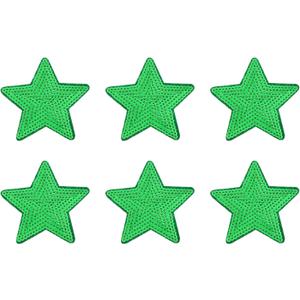 MECCANIXITY Big 5 Star Sequins Iron-on Patches Embroidered Sew Sequin Patch Appliques for Clothing Repair Backpack Shoes Decoration 90x90mm/3.54x3.54 Pack of 6(Green)