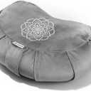 Hihealer Premium Meditation Cushion  Comfortable Floor Pillow for Adult Traditional Crescent Meditation Pillow Yoga Buckwheat Bolster (Grey)