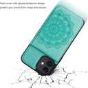 Vaburs Compatible with iPhone 12 and iPhone 12 Pro Case with Wallet Card Holder,Embossed Mandala Pattern Flower PU Leather 4 Card Slots Kickstand Shockproof Flip Cover 6.1 Inch(Green)