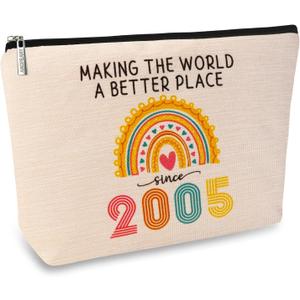 ancpeany 21st Birthday Gifts for Her Makeup Bag, 2005 Happy 21st Birthday Decorations for Her Women, 21 Year Old Birthday Gifts Ideas for Daughter, Sister, Female, Girls, Cosmetic Travel Pouch