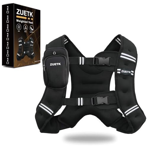 ZUETK Weighted Vest, 6lb /8lb/12lb/16lb/20lb/25lb/30lb Weight Vest with Reflective Stripe, Weighted Vest for Men Women Workout Equipment for Strength Training, Running, Jogging, Fitness, Weight Loss