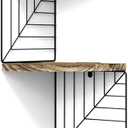 Love-KANKEI Corner Shelf Wall Mount of 5 Tier Rustic Wood Floating Shelves Wall Shelves for Bedroom Living Room Bathroom Kitchen Office and More Carbonized Black