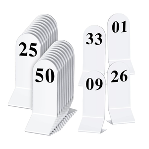 Remerry 50 Pcs Table Numbers 1-50 Acrylic Double Sided Number Cards for Restaurant Acrylic Tent Table Holders Tent Cards Wedding 2.36 x 6.3 Inch (Silve)