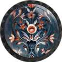 4 Pack Norwegian Rosemaling Folk Style Blue Flower Cabinet Knobs Round Drawer Pulls Black Dresser Knob Cupboard Door Handles Hardware for Kitchen Bathroom Cabinets