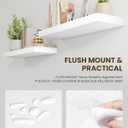 Marsmiles 55" Floating Shelves for Wall, Wooden Shelves with Invisible Brackets Set of 2, Rustic Farmhouse Wall Mounted Shelf for Kitchen Bathroom Living Room Study, White