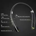 Bluetooth Headset, 2026 Upgraded Neckband Bluetooth Headphones with Retractable Earbuds, Noise Cancelling Stereo Earphones with Mic, Foldable Wireless Headphones for Sports Office with Carry Case