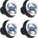 4 Pack Kitchen Cabinet Knobs Vintage Crab Coastal Sea Drawer Knobs Dresser Knobs Drawer Pulls Black Cabinet Hardware for Dresser Drawers Closet Round Drawer Handles