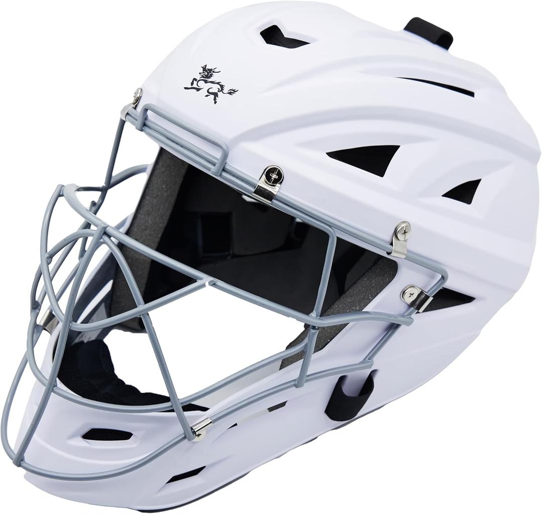 Baseball Catchers Helmet Matte (Large 7-71/2 inch) (White)