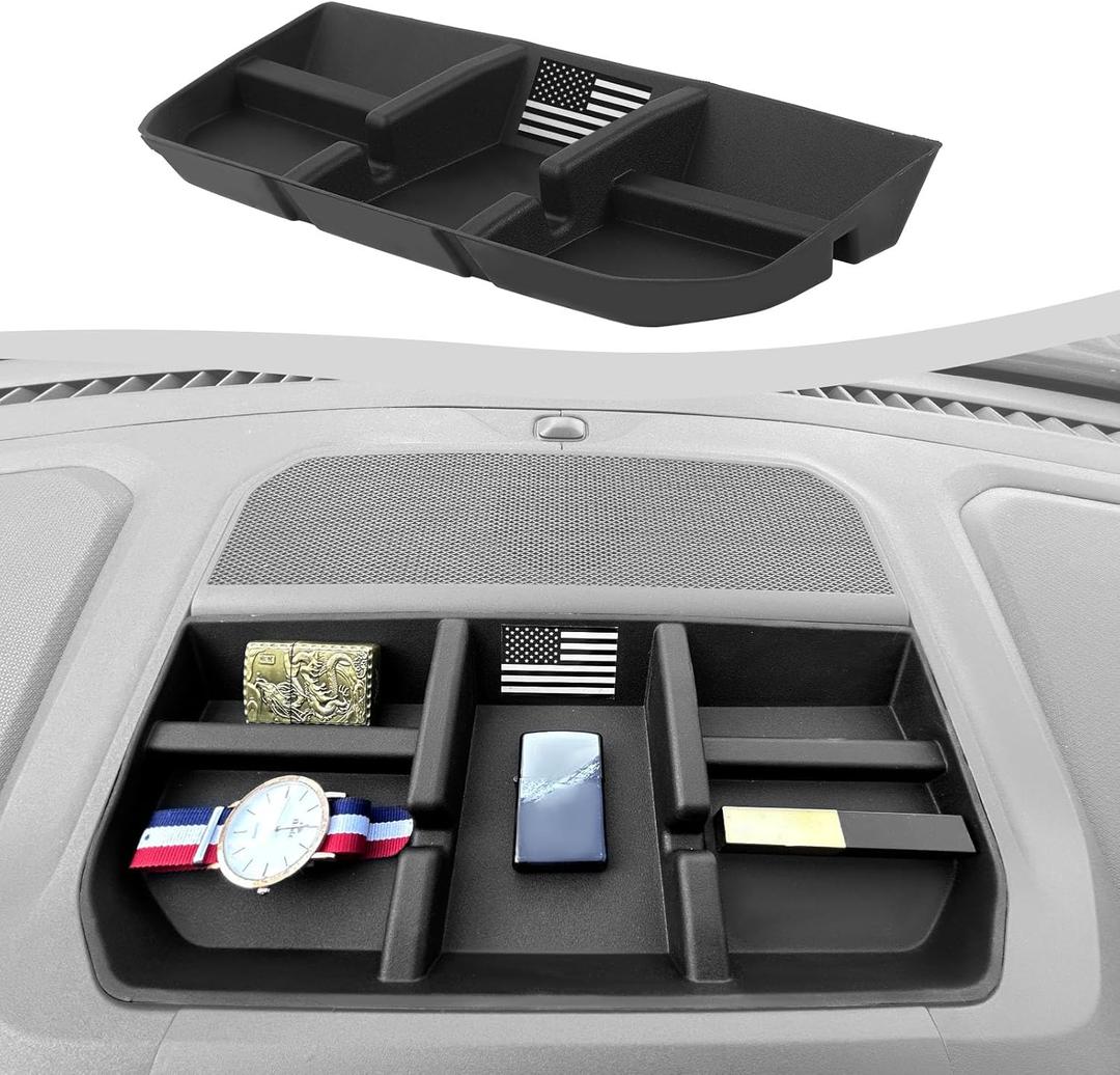 SQQP Dashboard Storage Tray Compatible with Ford F150 F-150 2021-2025, Center Console Storage Organizer Interior Accessories(Flag)